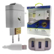 Carregador Para iPhone Turbo 3 Entradas Usb 4.1 A + Cabo 20w