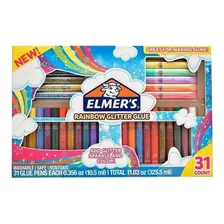 Pack Elmers Rainbow Adhesivo Glitters X31 Apto P/hacer Slime