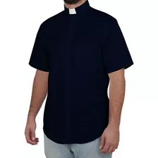 Camisa Para Padre Clerical Manga Curta Preta