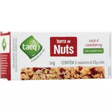 Cereal Em Barra Coco E Cranberry Taeq Nuts 50g - 2 Und