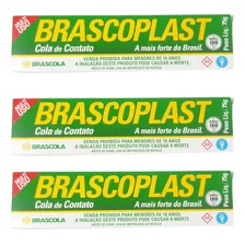 Kit 3 Cola De Contato Brascoplast 75g Bisnaga Artesanato