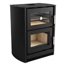 Calefactor C/ Horno Liv Leña, Doble Combustión, 115m2, Negro