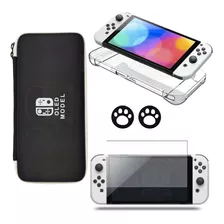 Kit Completo Bolsa + Capa + Película + Grip Para Switch Oled