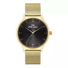 Relógio Philiph London Masculino Pl80285145m Pr N Dourado