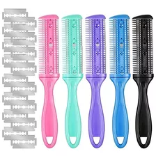 5 Pieces Razor Comb With 20 Pieces Razors, Hair Cutter Comb.