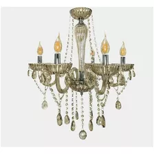 Lustre De Cristal Legítimo K9 5 Braços + Lampadas Cor Conhaque