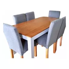 Juego De Comedor Mesa Fija Color Combinada + 6 Sillas Chenil