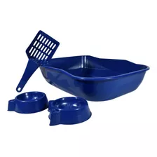 Kit Bandeja Caixa De Areia Para Gatos Durapets - Azul