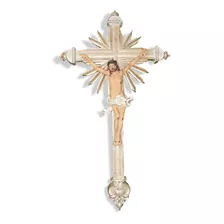 Crucifixo De Parede Em Resina 45cm Realista Pendurar Parede
