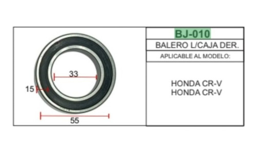 Balero Lado Caja Derecho Honda Cr-v 55 X 33 X 15 Mm Bj-010 Foto 4