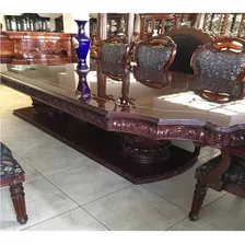 Mesa De Comedor Grande Elegante De Lujo Labrada De Madera