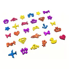 100 Mini Adesivos Pet Piercings Lacinhos Eva Com Glitter Dog