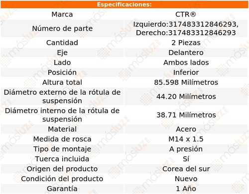 2- Rtulas Delanteras Inf Element 2.4l 4 Cil 2003/2005 Ctr Foto 2