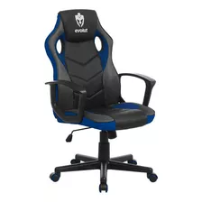 Cadeira Gamer Hunter Evolut Preto E Azul Eg908-azl Material Do Estofamento Couro Sintético