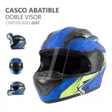 Casco Para Moto Mujer Hombre Abatible Deportivo Certificado Color Azul Mate Tamaño Del Casco Xl