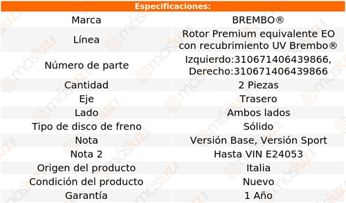 2 Discos Slidos Tra Jaguar X-type 02/05 Brembo Foto 2