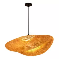 Luminária Pendente Lustre Rustico Traçado Em Bambu Eco 60cm