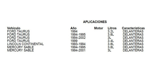 Balatas Delanteras Mercury Sable 1996 3.0l Brembo Foto 3