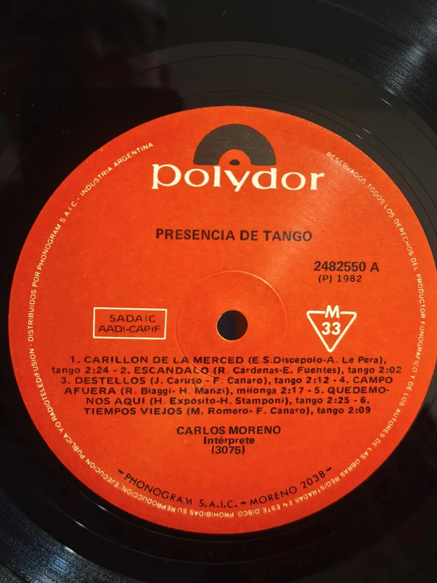 Carlos Moreno - Presencia de Tango - vinilo 1982