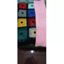 Colchas Crochê De Lã Novas, Colorida Casal E A Rosa Solteiro