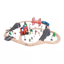 Juguete Para Niño Tren Grande Tooky Toy Madera Color Marrón Oscuro