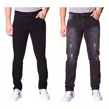 Kit 2 Calcas Jeans Colada Justa Elastano Moderna Confortável