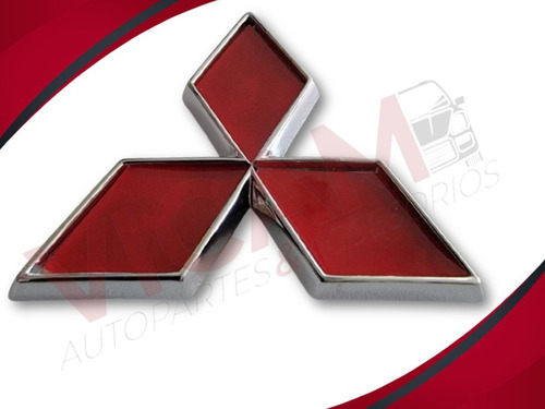Emblema Mitsubishi 10 Cm Rojo Con Cromado Foto 4