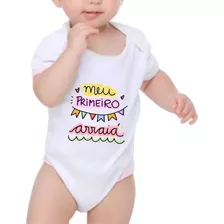 Body Branco Infantil Festa Junina Meu Primeiro Arráia Top