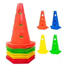 12x Mini Cone Sinalização Esportivo 23 Cm Agilidade Furado