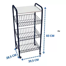 Organizador Fruteira 3 Cestas Porta Filtro Frutas E Legumes Cor Fruteira Rodinha Preta