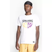 Camiseta Spalding Logo Ball - Branco E Amarelo