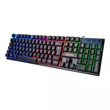 Teclado Gamer Led Rainbow Jungle Cl-tj8313 Clanm Cor De Teclado Preto Idioma Português Brasil