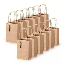 24 Mini Bolsas De Papel Kraft Con Asas, 6,25 X 3,5 Pulgadas,