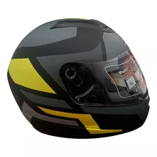 Casco Integral Para Moto Adulto Rush Mate Gris Fluo Talle L