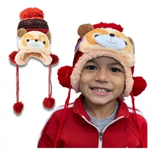 Touca Infantil Gorro Menino De Lã Forrada C/ Pelinho Pompom