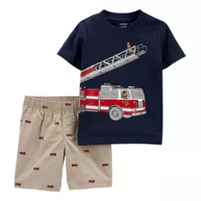 Conjunto Bebés Carter´s Camiseta Bomberos Y Pantalón Corto