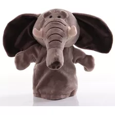 Elefante Fantoche Boneco Pelúcia De Mão Teatro Animais 25cm
