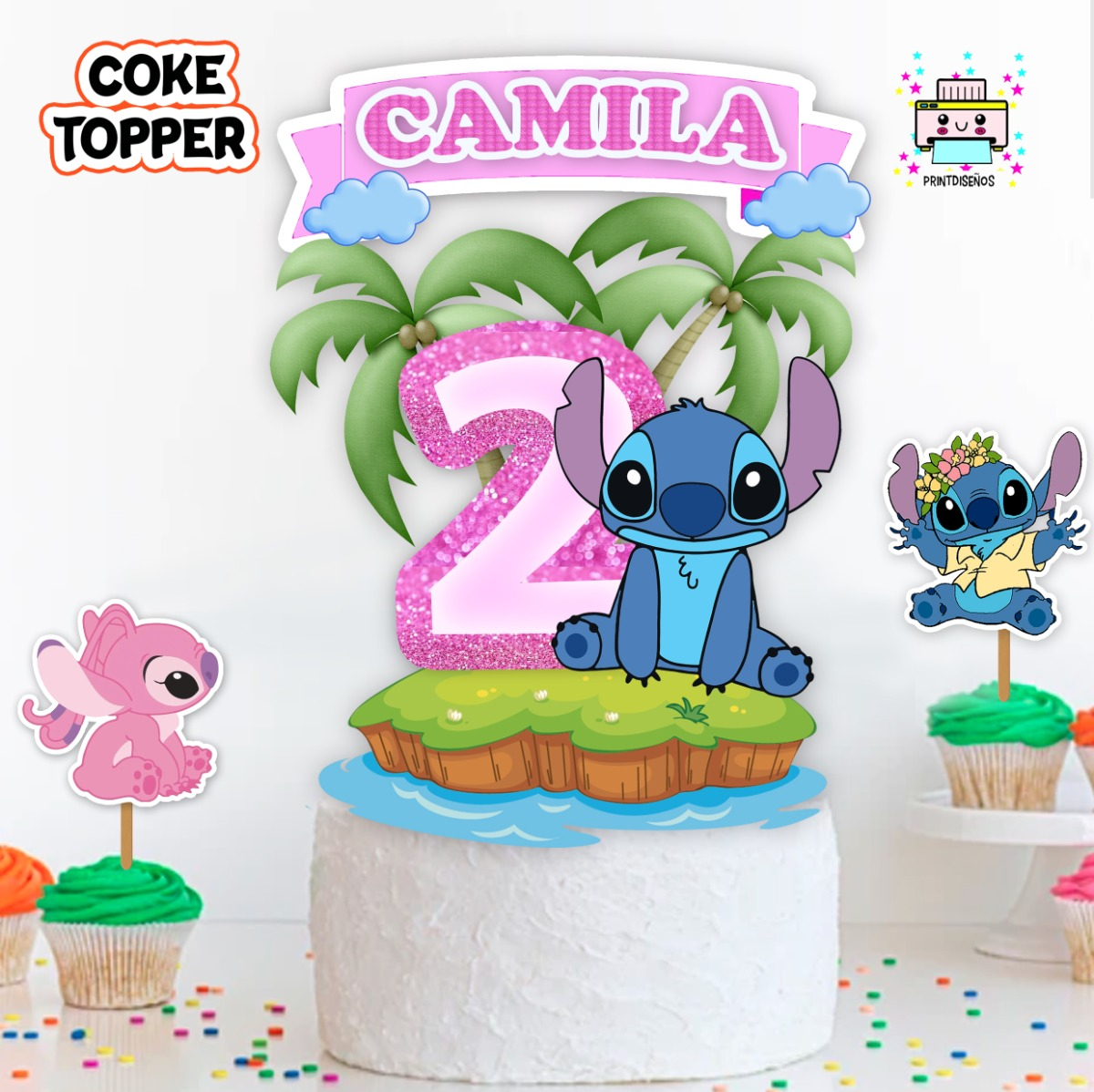 EDITABLE Lilo & Stitch Cake Topper, Fiesta de cumpleaños de Lilo y