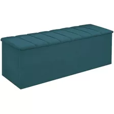 Recamier Calçadeira Cancun Bau 140cm Suede Azul Turquesa- Fm