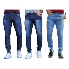 Kit 3 Calças Jeans Masculina Skinny Lycra Melhor Preço Do Ml