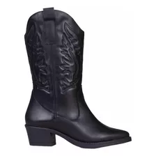 Botas Cowboy Bordado Negro Botin Texanas