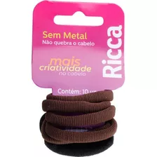 Elástico Para Cabelo Ricca 15mm C/10 Unidades Sem Metal 903