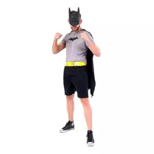 Roupa Macacão Curto Verão Batman Adulto Com Mascara P Ao Gg