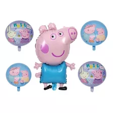 Balão Bexiga Festa Porco Pig George Peppa Redondo Kit C/5 .