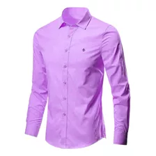 Camisa Social Blusão Slim Algodão Com Poliéster 