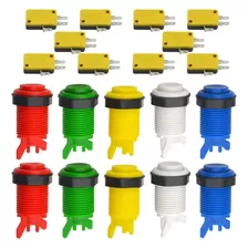 10 Pulsadores Botones Arcade Clasicos Kit Completo Colores 