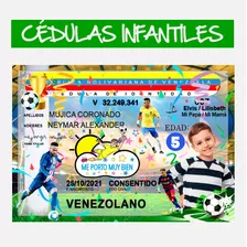 Cédula Infantil Diseño Futbol Neymar, Juguetes Para Niños
