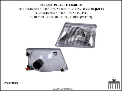 Ford Ranger Par Faro 1998-2004 2 Cuartos Mex / 98-00 Usa Foto 3