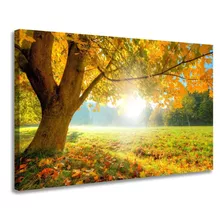 Quadro Paisagem Amarela Árvore Tela Decoração Sala Quarto