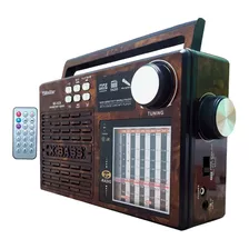 Rádio Fm Vintage Recarregável Portátil Com Controle Remoto